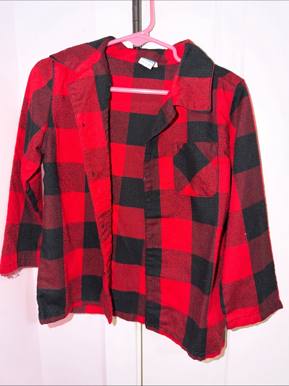 Old Navy Red and Black Buffalo Plaid Button-Down Shirt